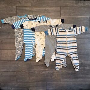 Assorted Striped and Patterned Baby Footed Pajama Onesies